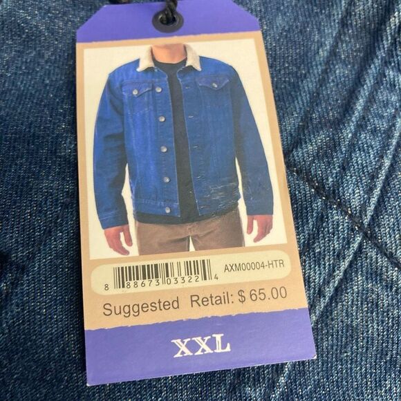 AXEL Denim Sherpa Collar Trucker Jacket Blue Size XXL SEE DESCRIPTION - Picture 5 of 11